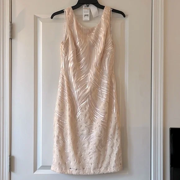 Calvin Klein Womens Sequined Embroidered Sheath Dress Pink 2